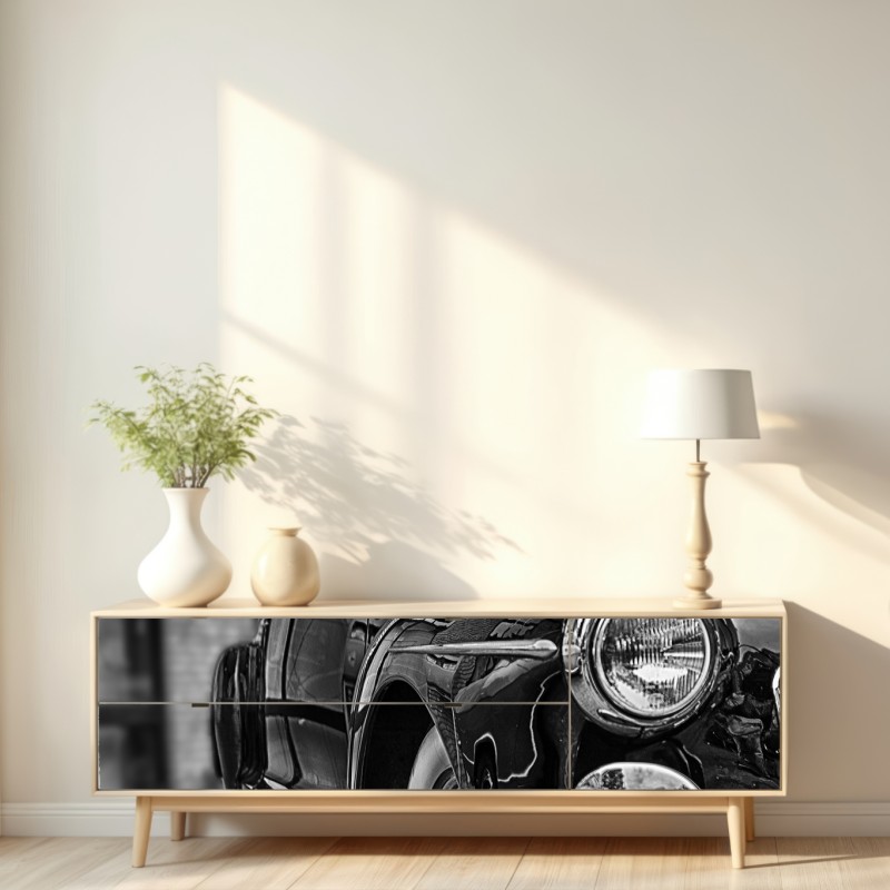 Naklejka repozycjonowalna zabytkowy klasyczny samochód na brukowanej ulicy – Wallissimo® Naklejka repozycjonowalna zabytkowy klasyczny samochód na brukowanej ulicy – Wallissimo®