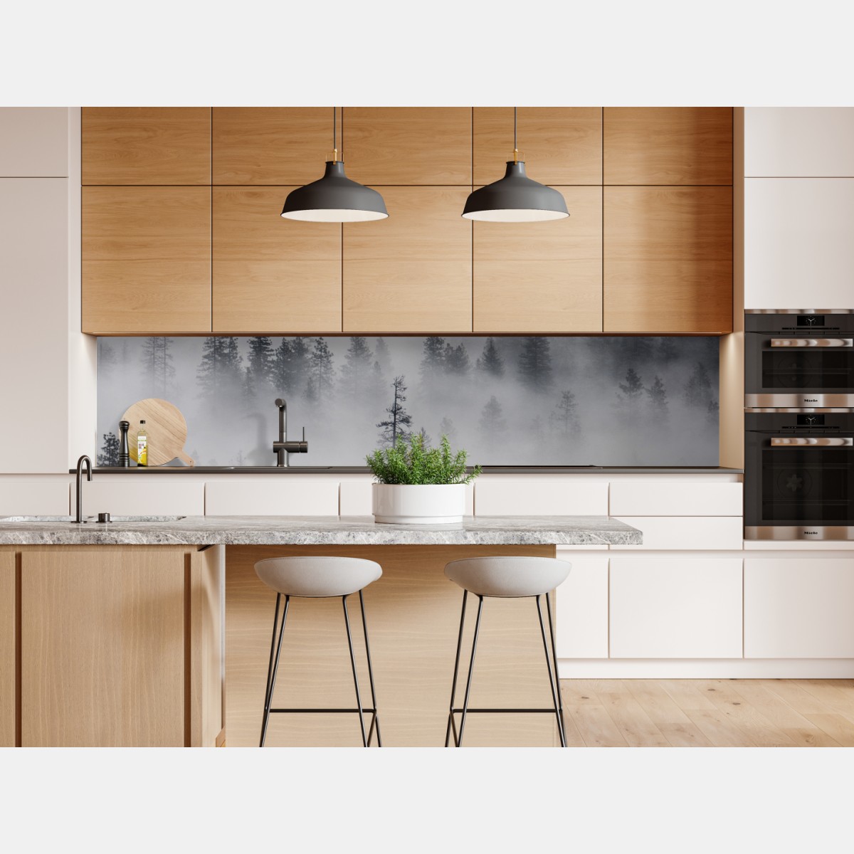 Naklejka repozycjonowalna mglisty las sosnowy – Wallissimo® Naklejka repozycjonowalna mglisty las sosnowy – Wallissimo®