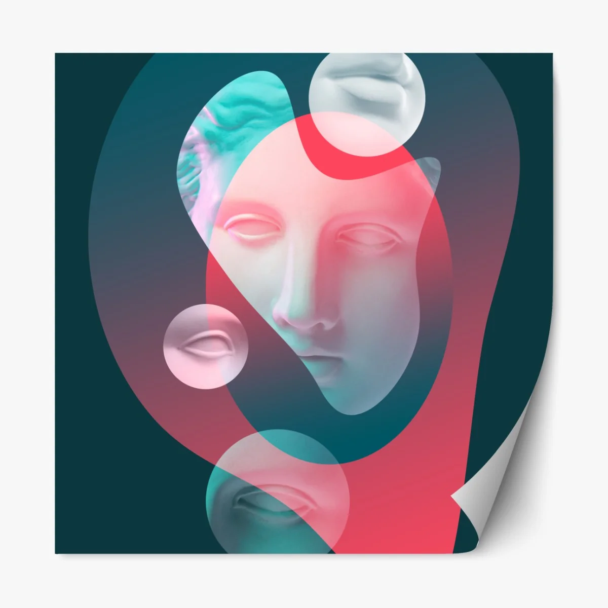 Naklejka repozycjonowalna surrealistyczna klasyczna twarz w duotonie – Wallissimo® Naklejka repozycjonowalna surrealistyczna klasyczna twarz w duotonie – Wallissimo®