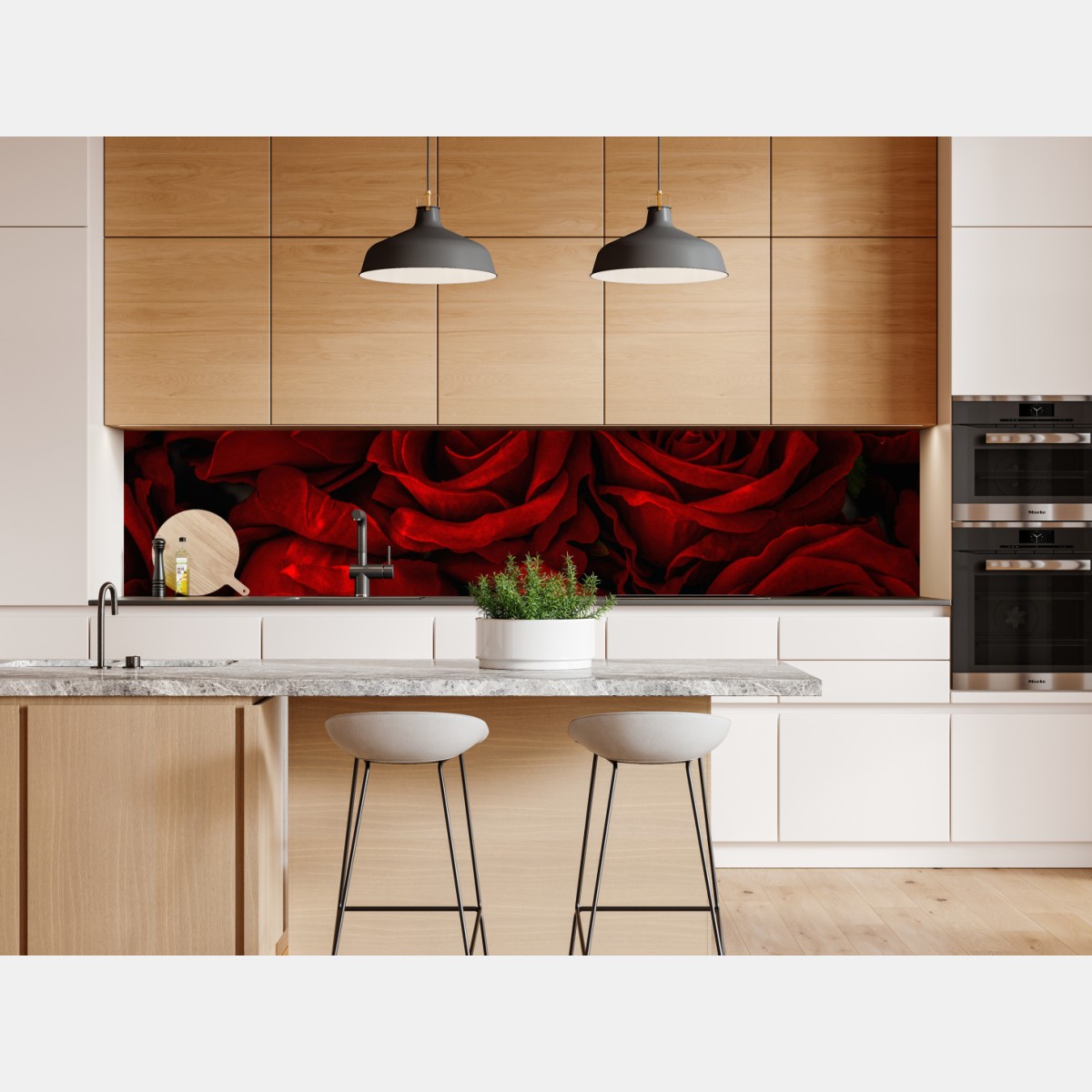 Naklejka repozycjonowalna intensywne czerwone róże z bliska – Wallissimo® Naklejka repozycjonowalna intensywne czerwone róże z bliska – Wallissimo®