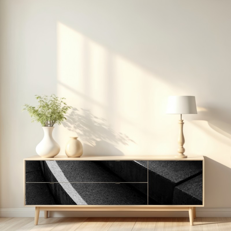 Naklejka repozycjonowalna zakrzywione betonowe schody w cieniu – Wallissimo® Naklejka repozycjonowalna zakrzywione betonowe schody w cieniu – Wallissimo®