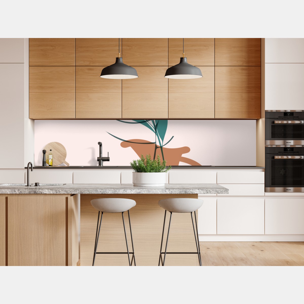 Naklejka repozycjonowalna pastelowa botaniczna waza z liśćmi – Wallissimo® Naklejka repozycjonowalna pastelowa botaniczna waza z liśćmi – Wallissimo®