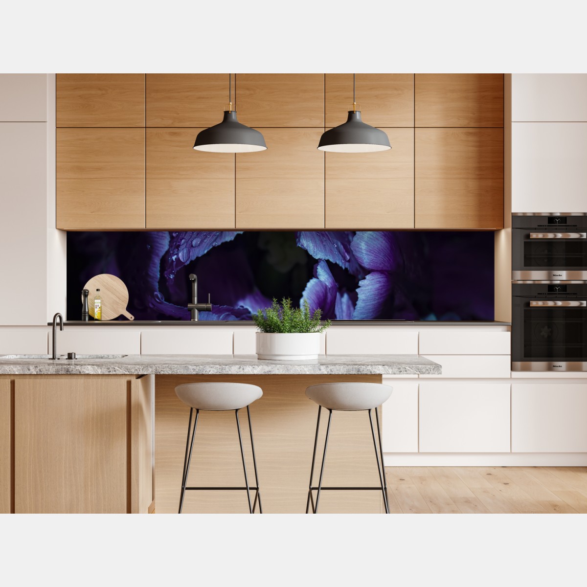 Naklejka repozycjonowalna fioletowy tulipan w ultrafiolecie – Wallissimo® Naklejka repozycjonowalna fioletowy tulipan w ultrafiolecie – Wallissimo®