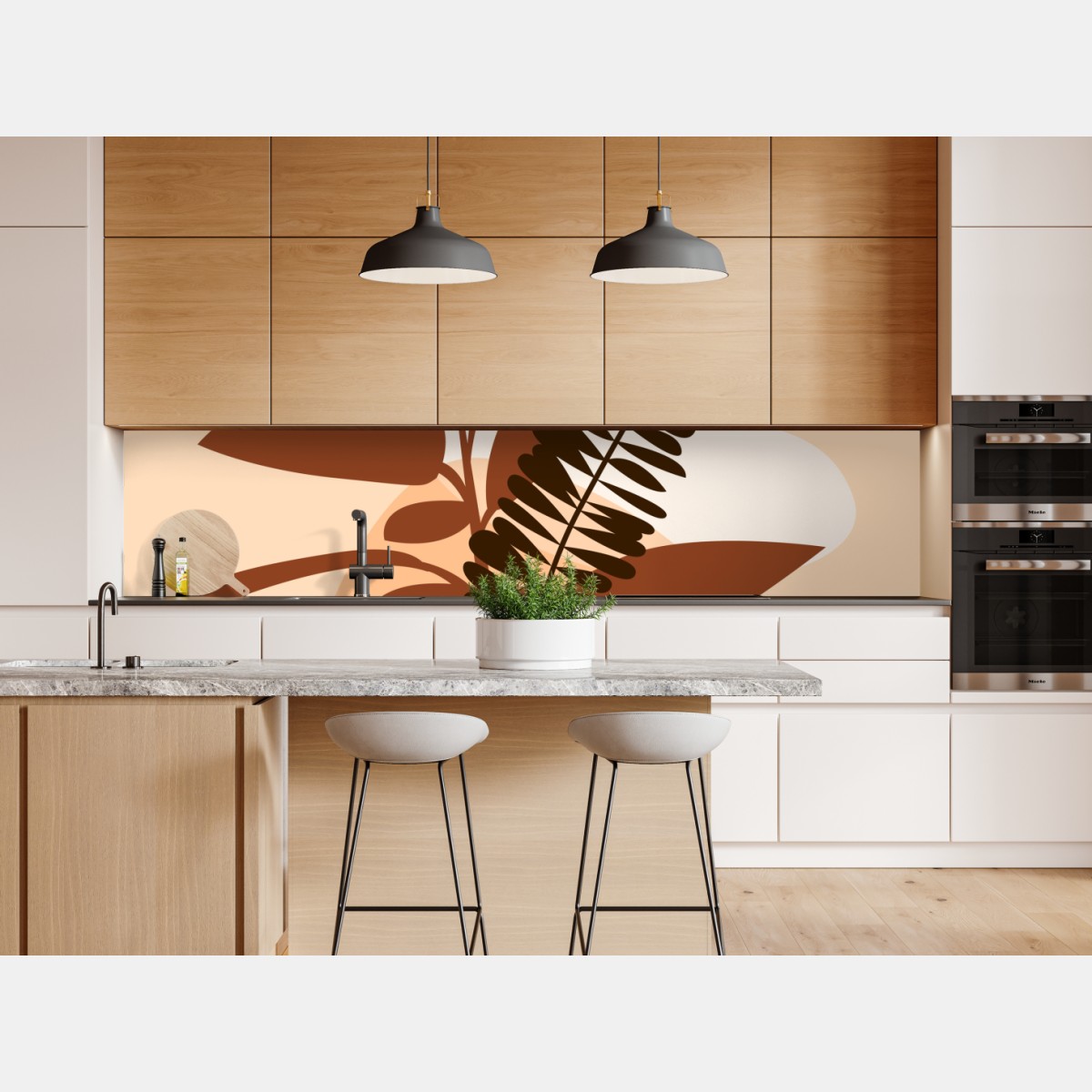 Naklejka repozycjonowalna ziemiste abstrakcyjne liście – Wallissimo® Naklejka repozycjonowalna ziemiste abstrakcyjne liście – Wallissimo®
