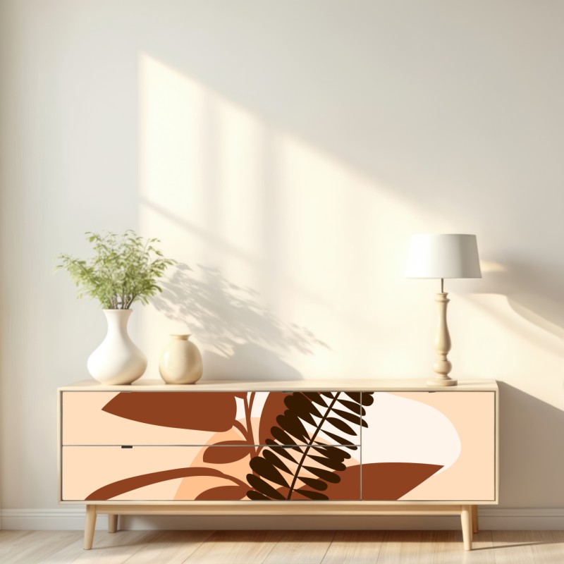 Naklejka repozycjonowalna ziemiste abstrakcyjne liście – Wallissimo® Naklejka repozycjonowalna ziemiste abstrakcyjne liście – Wallissimo®