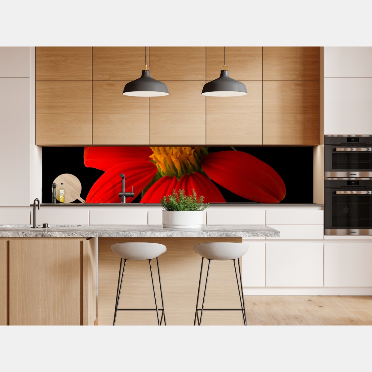 Naklejka repozycjonowalna żywy słonecznik meksykański na czarnym tle – Wallissimo® Naklejka repozycjonowalna żywy słonecznik meksykański na czarnym tle – Wallissimo®