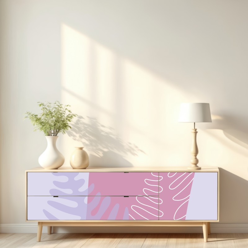 Naklejka repozycjonowalna delikatna pastelowa kompozycja botaniczna – Wallissimo® Naklejka repozycjonowalna delikatna pastelowa kompozycja botaniczna – Wallissimo®