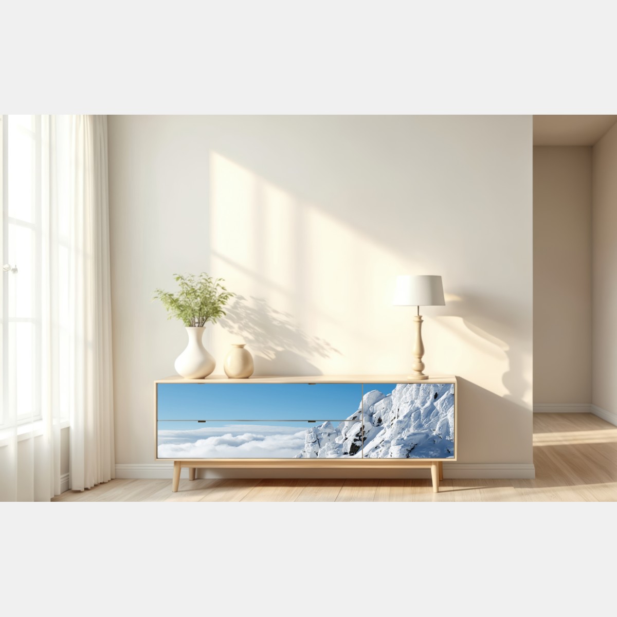 Naklejka repozycjonowalna spokojny zimowy krajobraz górski – Wallissimo® Naklejka repozycjonowalna spokojny zimowy krajobraz górski – Wallissimo®