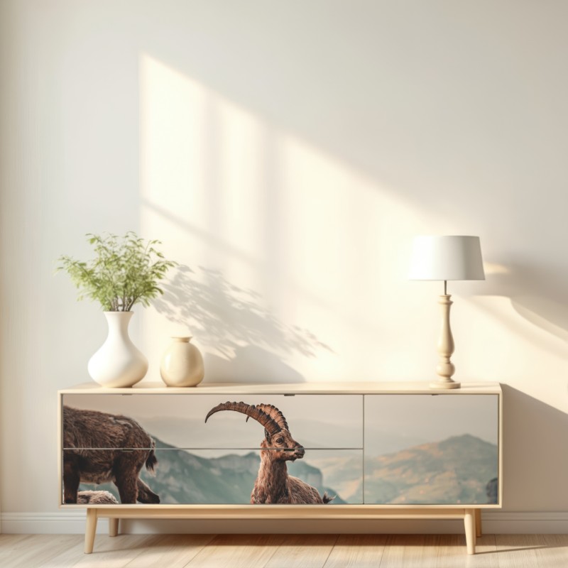 Naklejka repozycjonowalna kozica alpejska na skalistym grzbiecie – Wallissimo® Naklejka repozycjonowalna kozica alpejska na skalistym grzbiecie – Wallissimo®