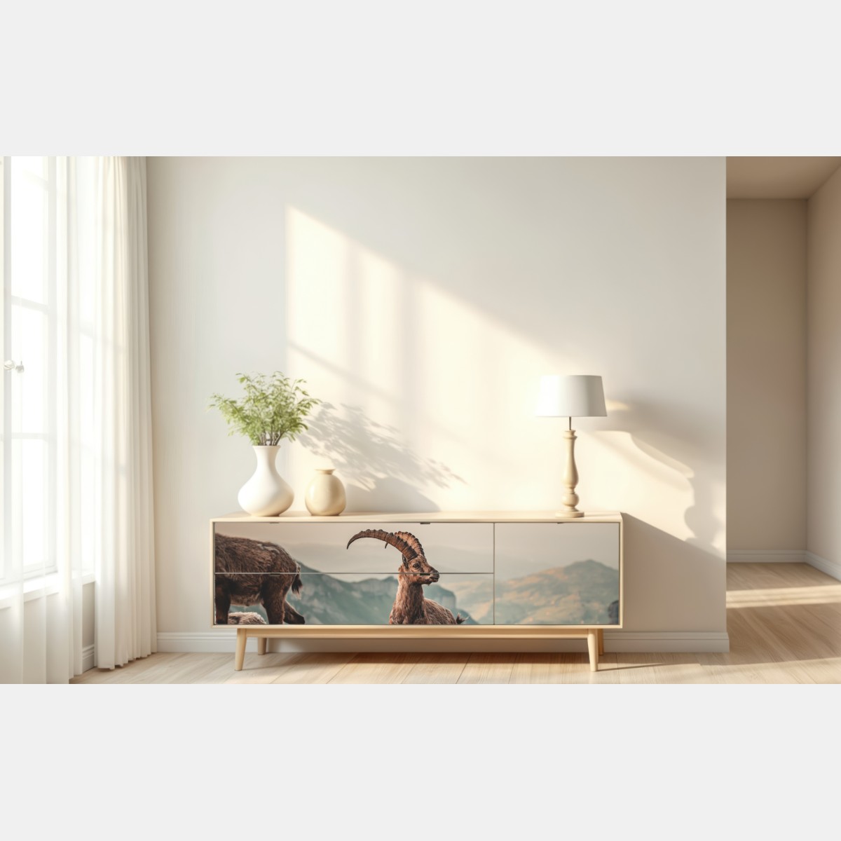 Naklejka repozycjonowalna kozica alpejska na skalistym grzbiecie – Wallissimo® Naklejka repozycjonowalna kozica alpejska na skalistym grzbiecie – Wallissimo®