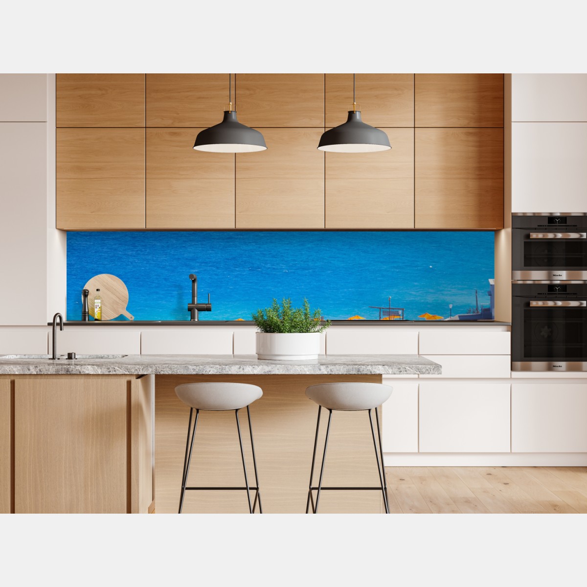 Naklejka repozycjonowalna Rodos plaża z kolorowymi parasolami – Wallissimo® Naklejka repozycjonowalna Rodos plaża z kolorowymi parasolami – Wallissimo®