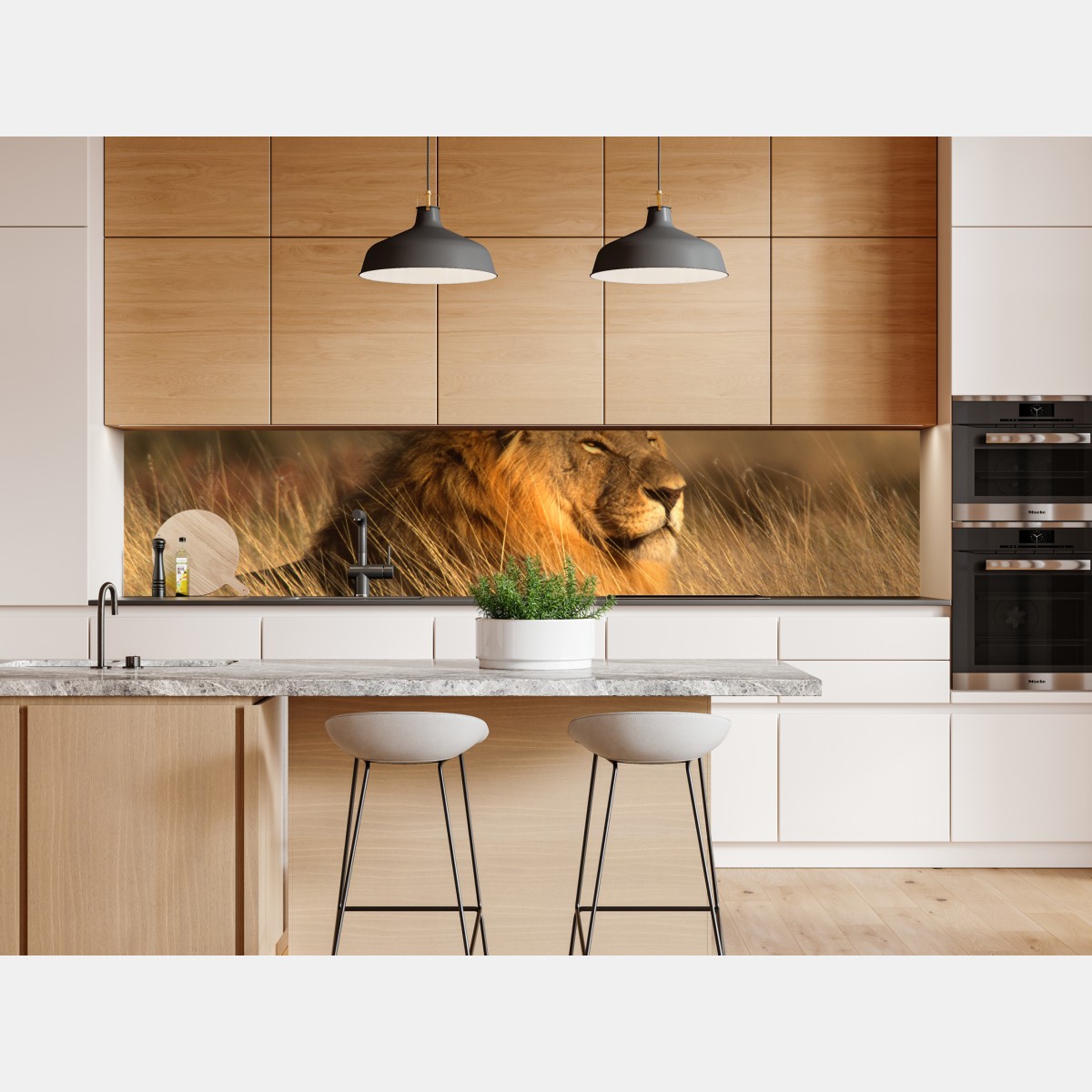 Naklejka repozycjonowalna majestatyczny lew w wysokiej trawie – Wallissimo® Naklejka repozycjonowalna majestatyczny lew w wysokiej trawie – Wallissimo®