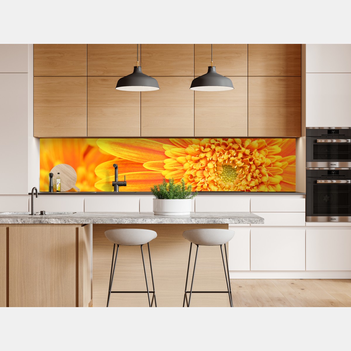 Naklejka repozycjonowalna intensywna pomarańczowa gerbera z bliska – Wallissimo® Naklejka repozycjonowalna intensywna pomarańczowa gerbera z bliska – Wallissimo®