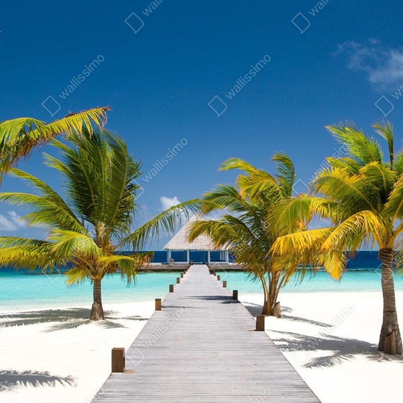 Naklejka repozycjonowalna tropikalny pomost nad turkusowymi wodami – Wallissimo® Naklejka repozycjonowalna tropikalny pomost nad turkusowymi wodami – Wallissimo®