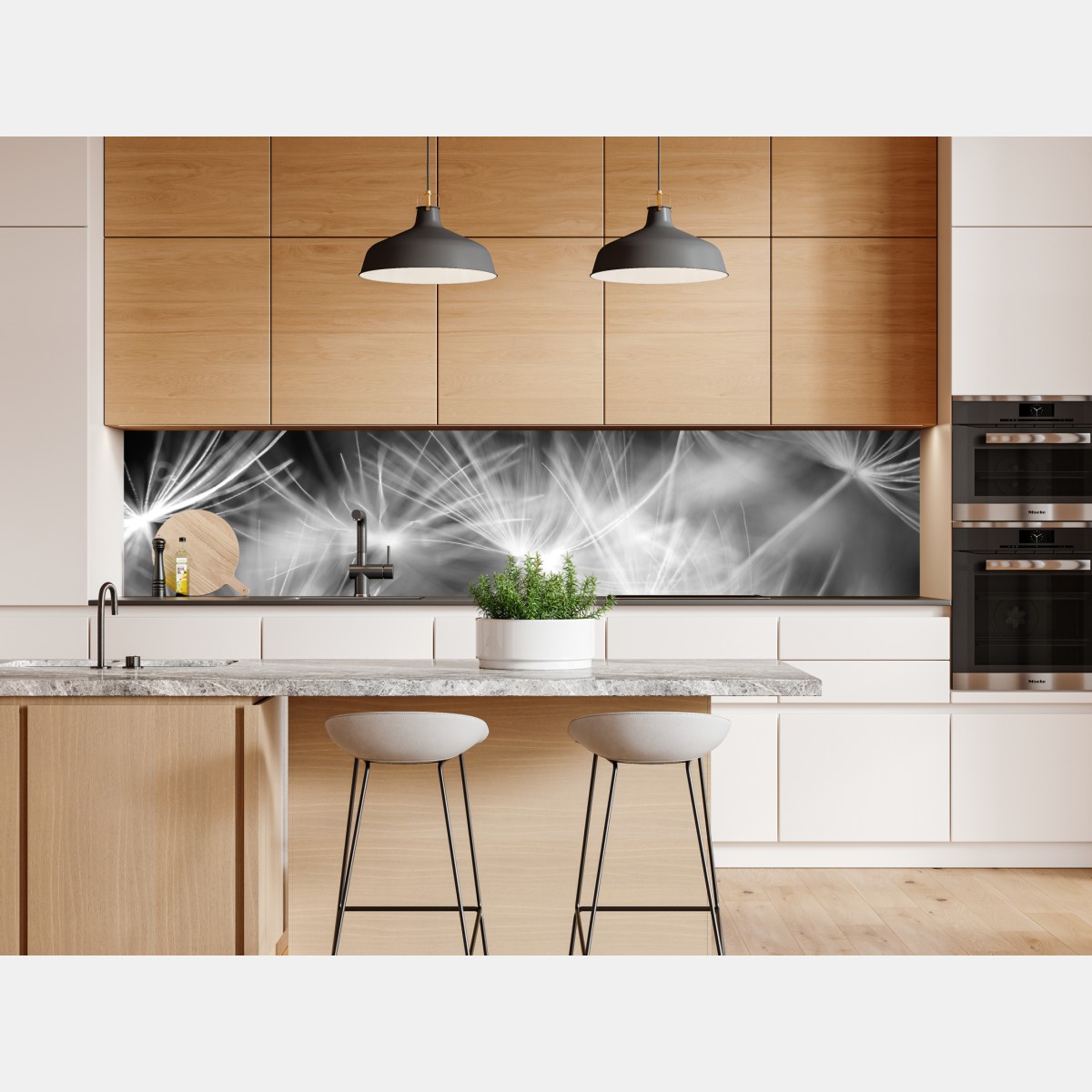 Naklejka repozycjonowalna delikatne nasiona dmuchawca czarno-białe – Wallissimo® Naklejka repozycjonowalna delikatne nasiona dmuchawca czarno-białe – Wallissimo®