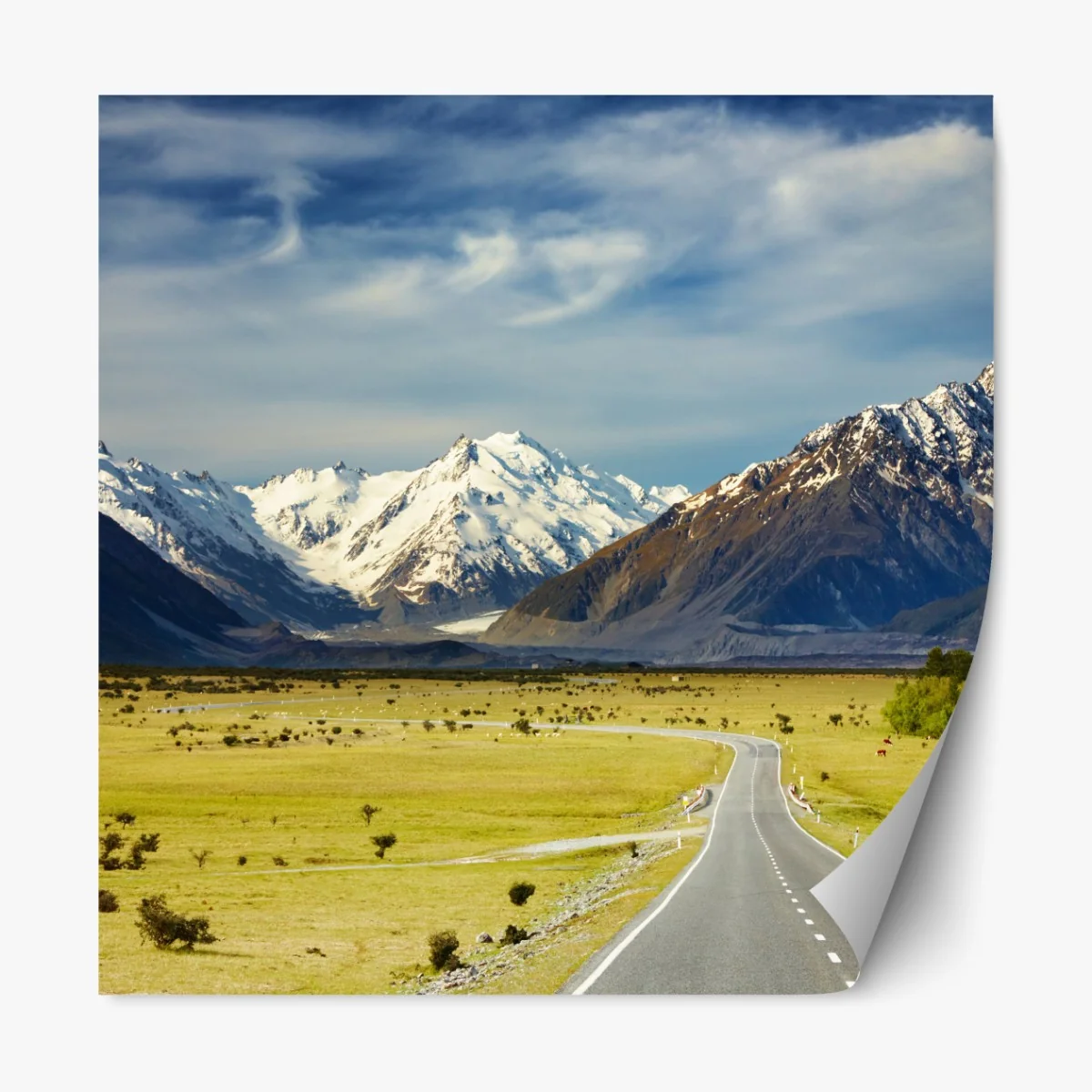 Naklejka repozycjonowalna droga do Alp Południowych, Nowa Zelandia – Wallissimo® Naklejka repozycjonowalna droga do Alp Południowych, Nowa Zelandia – Wallissimo®