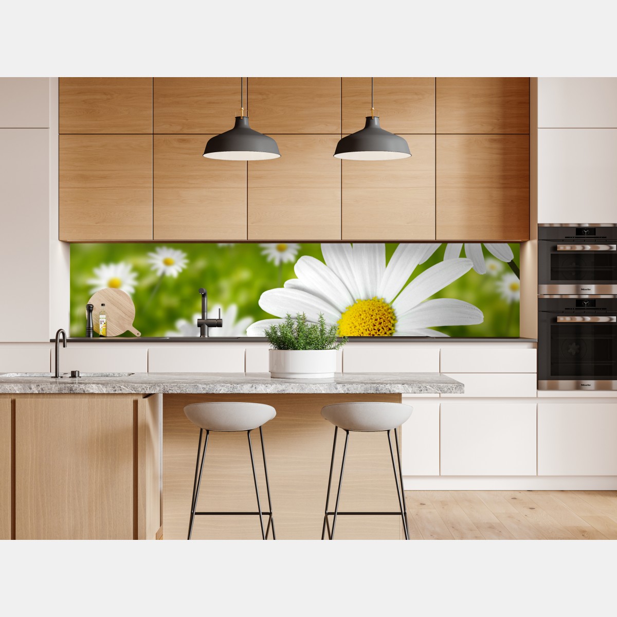 Naklejka repozycjonowalna białe stokrotki na łące – Wallissimo® Naklejka repozycjonowalna białe stokrotki na łące – Wallissimo®