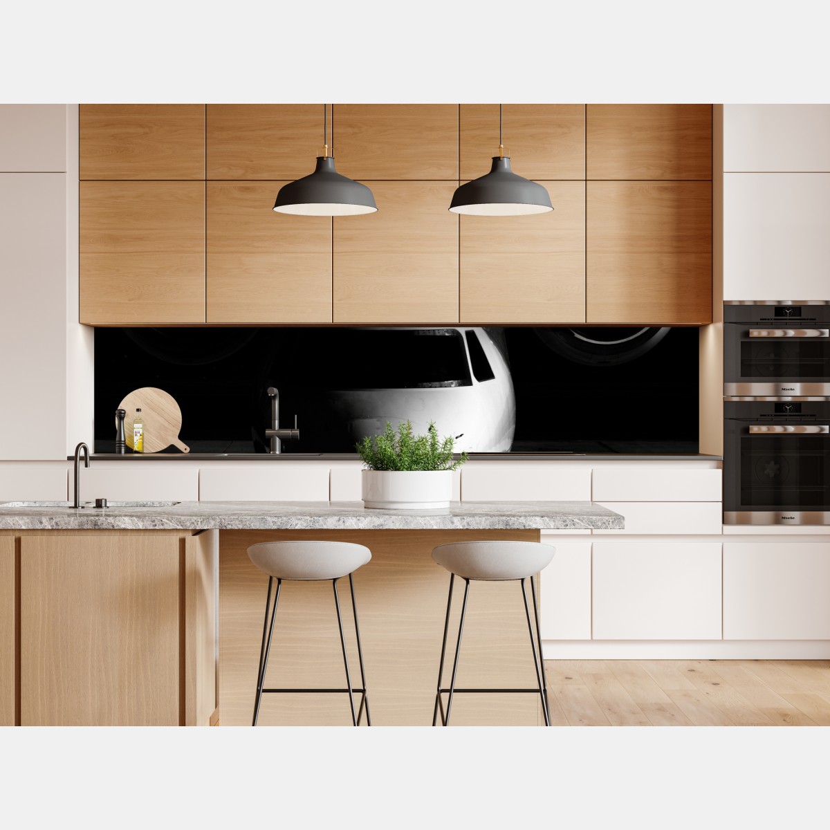 Naklejka repozycjonowalna monochromatyczny przód prywatnego odrzutowca – Wallissimo® Naklejka repozycjonowalna monochromatyczny przód prywatnego odrzutowca – Wallissimo®