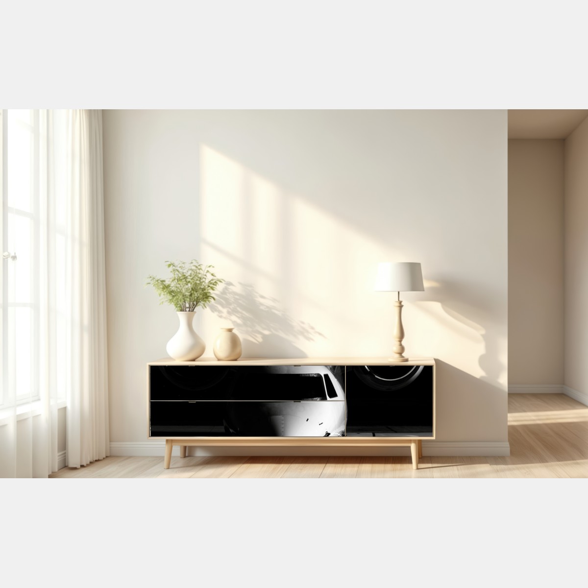 Naklejka repozycjonowalna monochromatyczny przód prywatnego odrzutowca – Wallissimo® Naklejka repozycjonowalna monochromatyczny przód prywatnego odrzutowca – Wallissimo®