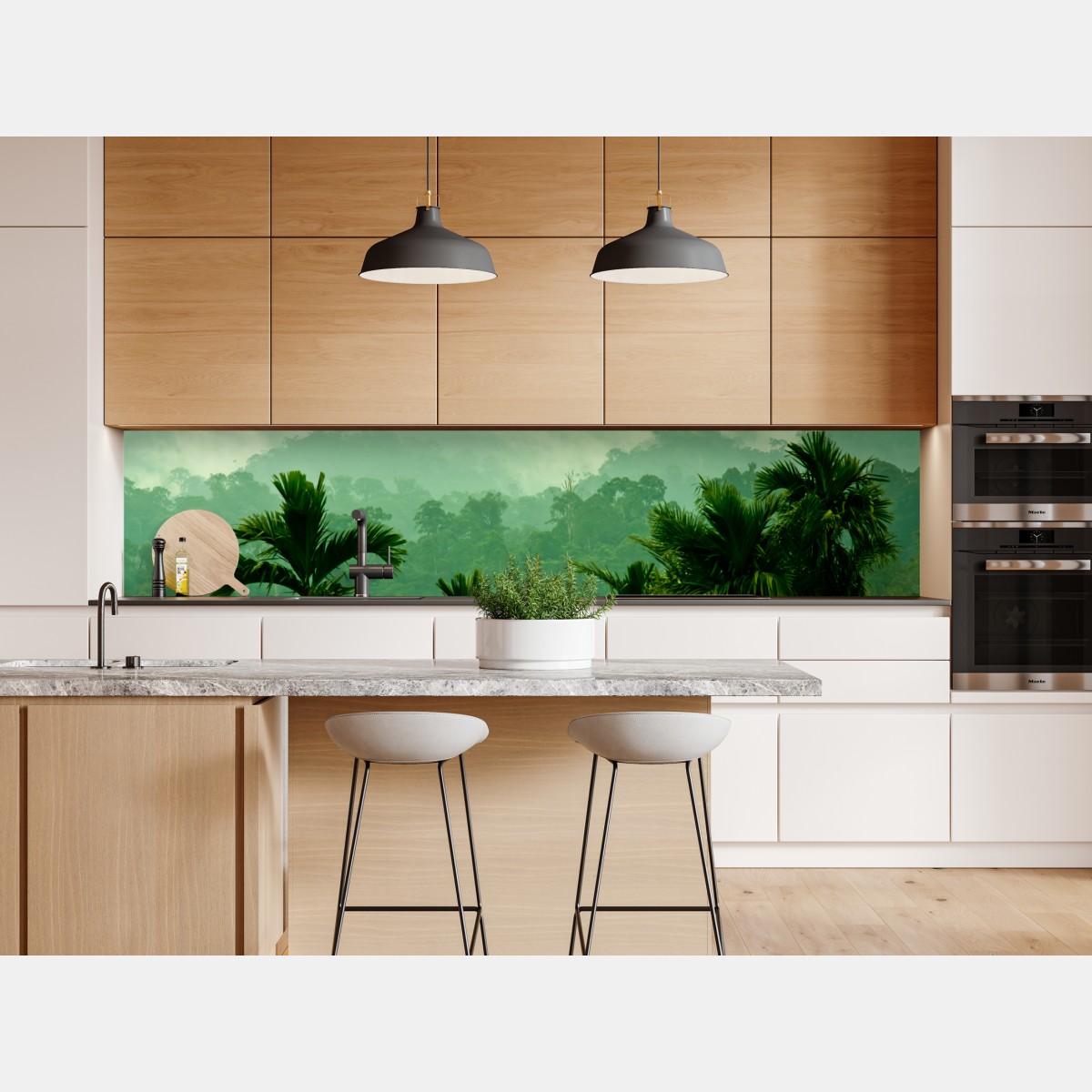 Naklejka repozycjonowalna mglista tropikalna dżungla – Wallissimo® Naklejka repozycjonowalna mglista tropikalna dżungla – Wallissimo®