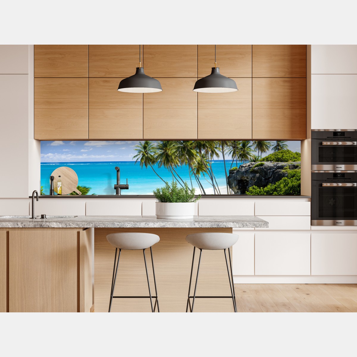 Naklejka repozycjonowalna Bottom Bay plaża z palmami, Barbados – Wallissimo® Naklejka repozycjonowalna Bottom Bay plaża z palmami, Barbados – Wallissimo®