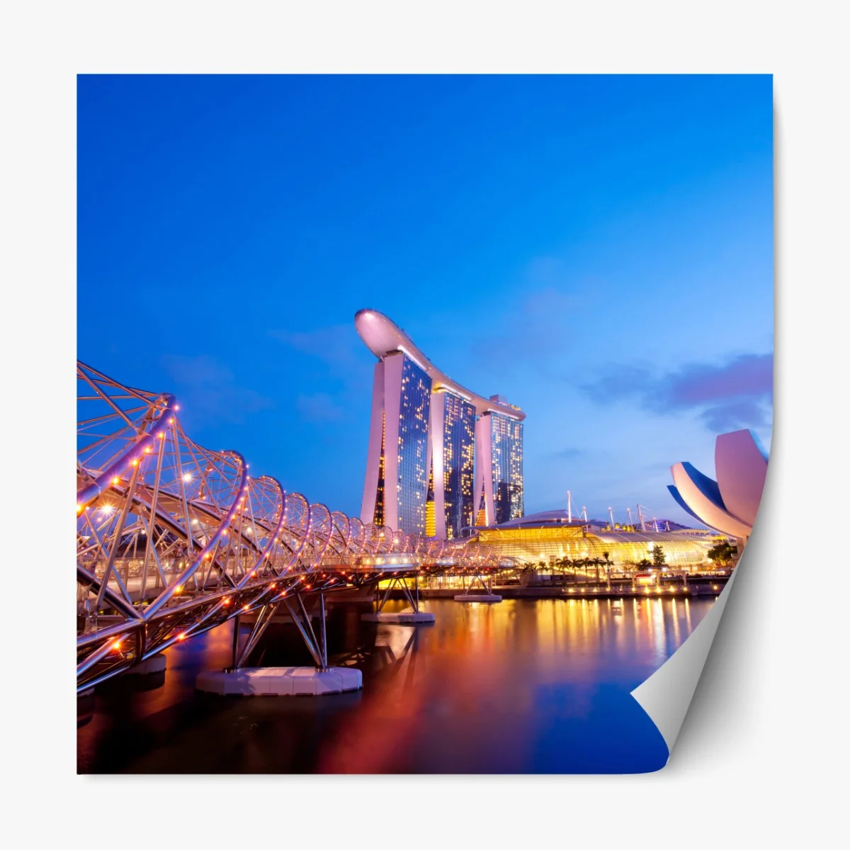 Naklejka repozycjonowalna panorama Marina Bay o zmierzchu – Wallissimo® Naklejka repozycjonowalna panorama Marina Bay o zmierzchu – Wallissimo®