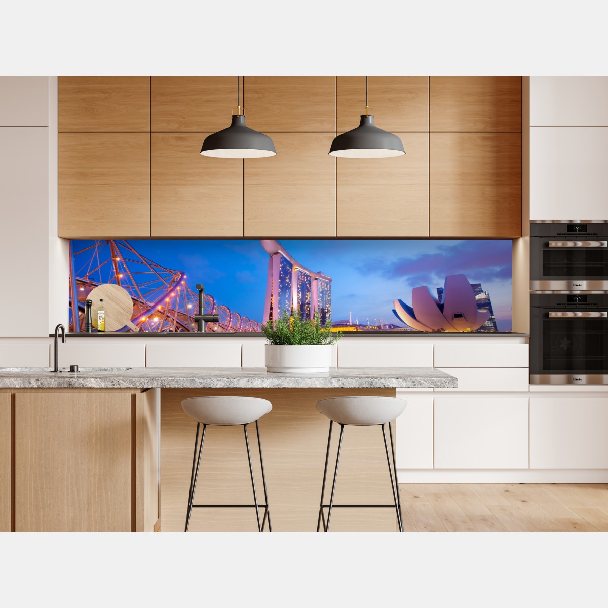 Naklejka repozycjonowalna panorama Marina Bay o zmierzchu – Wallissimo® Naklejka repozycjonowalna panorama Marina Bay o zmierzchu – Wallissimo®