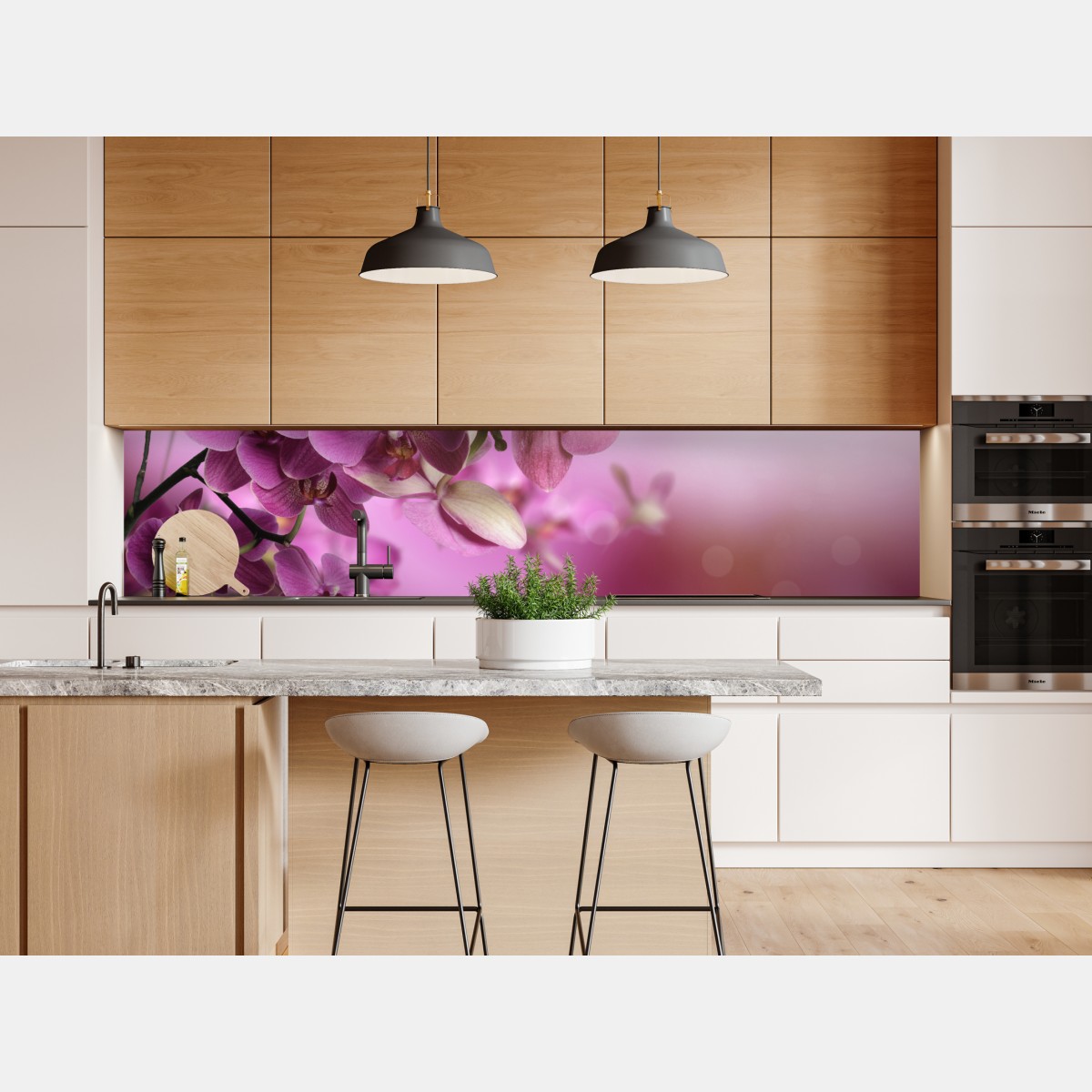 Naklejka repozycjonowalna różowe orchidee z odbiciem – Wallissimo® Naklejka repozycjonowalna różowe orchidee z odbiciem – Wallissimo®