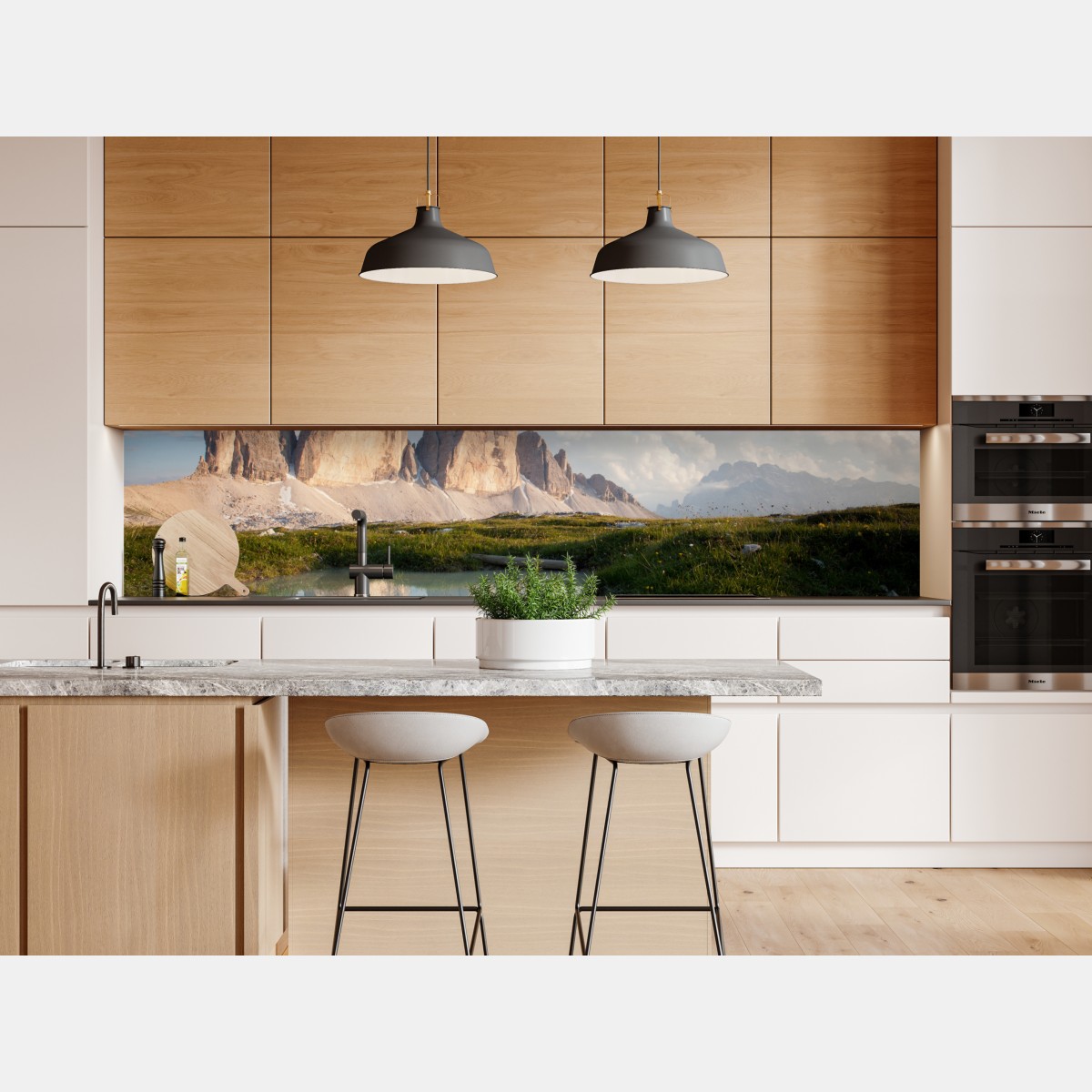 Naklejka repozycjonowalna słoneczne alpejskie szczyty odbite w spokojnym jeziorze – Wallissimo® Naklejka repozycjonowalna słoneczne alpejskie szczyty odbite w spokojnym jeziorze – Wallissimo®