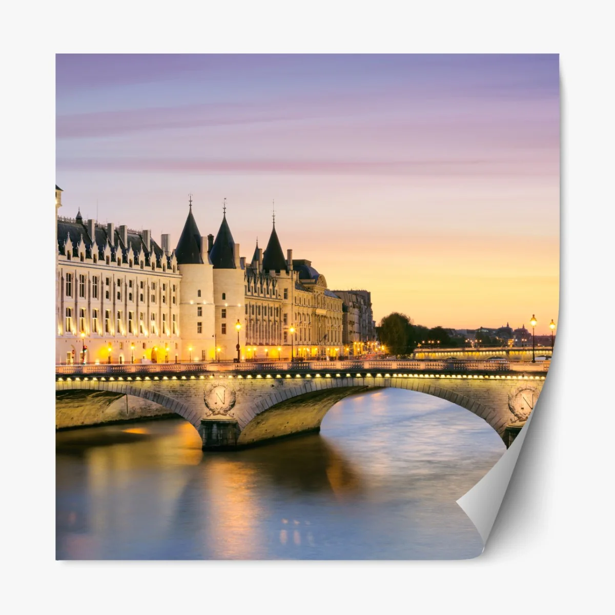 Naklejka repozycjonowalna Paryż zachód słońca nad zabytkowym mostem – Wallissimo® Naklejka repozycjonowalna Paryż zachód słońca nad zabytkowym mostem – Wallissimo®