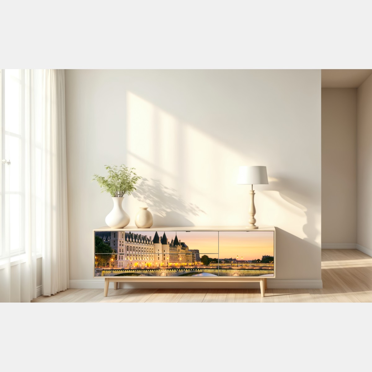 Naklejka repozycjonowalna Paryż zachód słońca nad zabytkowym mostem – Wallissimo® Naklejka repozycjonowalna Paryż zachód słońca nad zabytkowym mostem – Wallissimo®