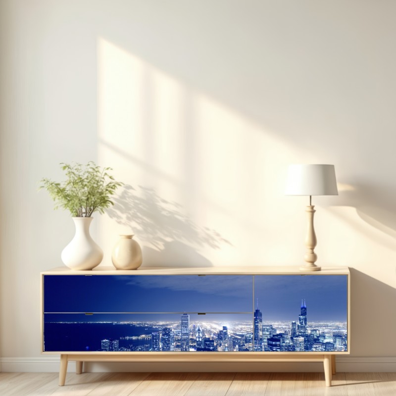 Naklejka repozycjonowalna Chicago nocna panorama miasta – Wallissimo® Naklejka repozycjonowalna Chicago nocna panorama miasta – Wallissimo®