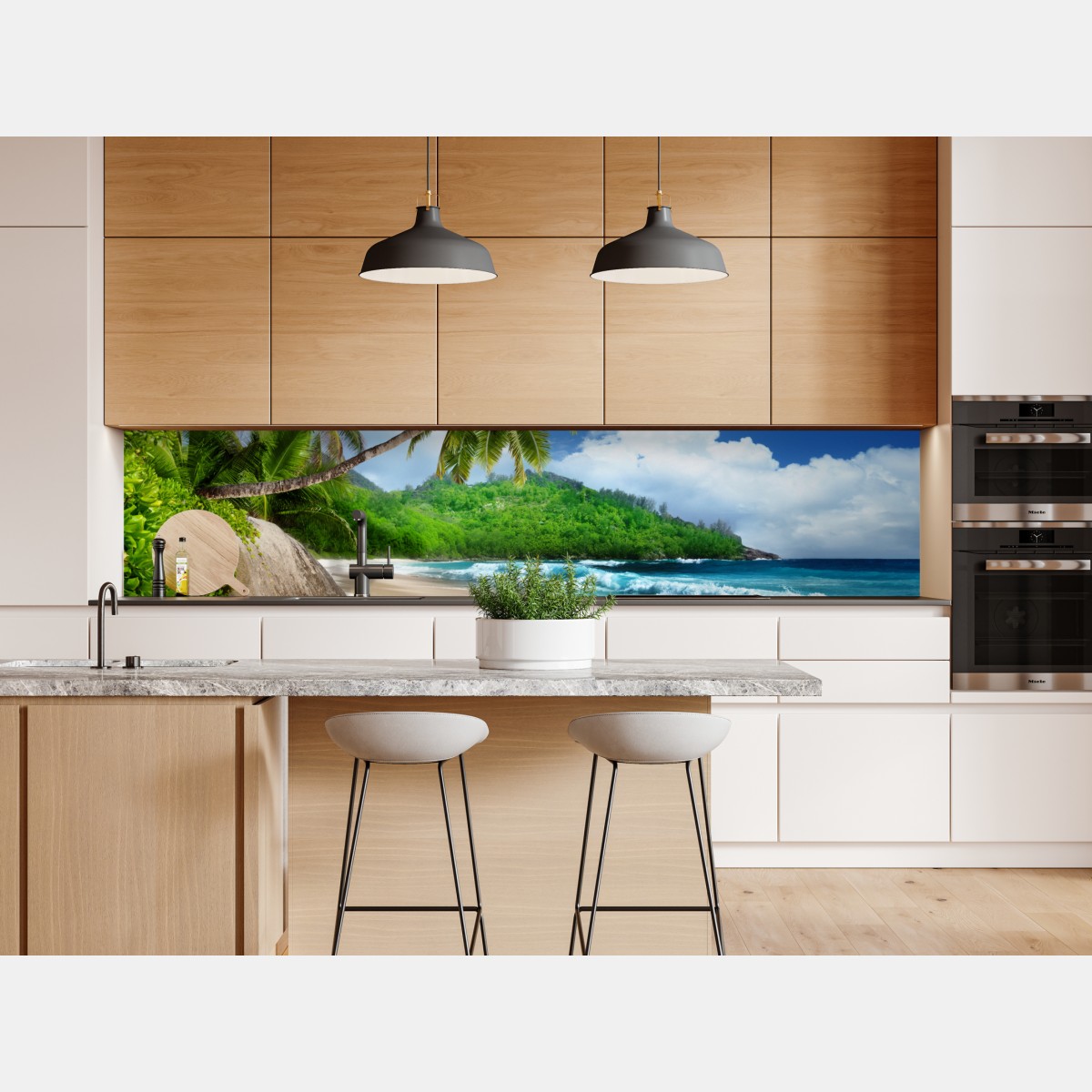 Naklejka repozycjonowalna spokojna tropikalna plaża na Mahe, Seszele – Wallissimo® Naklejka repozycjonowalna spokojna tropikalna plaża na Mahe, Seszele – Wallissimo®