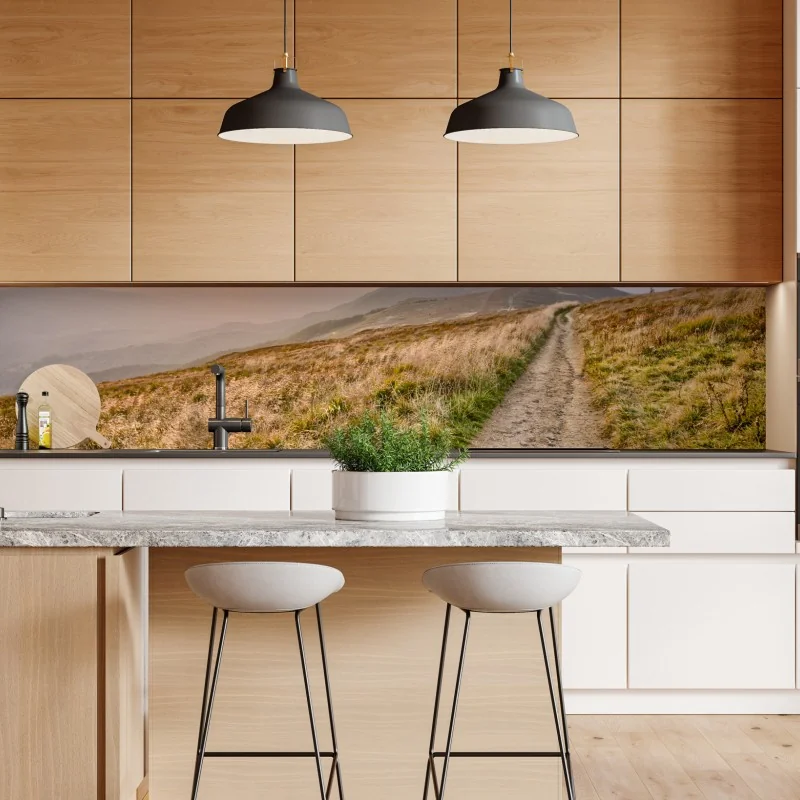 Naklejka repozycjonowalna słoneczna łąka o zachodzie słońca – Wallissimo®