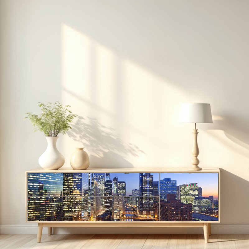 Naklejka repozycjonowalna widok na panoramę Chicago o zmierzchu – Wallissimo® Naklejka repozycjonowalna widok na panoramę Chicago o zmierzchu – Wallissimo®