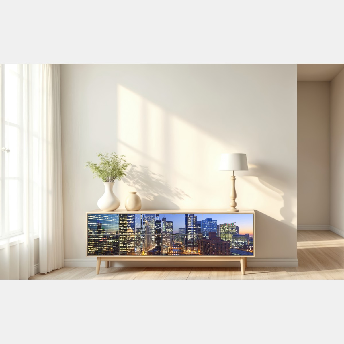 Naklejka repozycjonowalna widok na panoramę Chicago o zmierzchu – Wallissimo® Naklejka repozycjonowalna widok na panoramę Chicago o zmierzchu – Wallissimo®