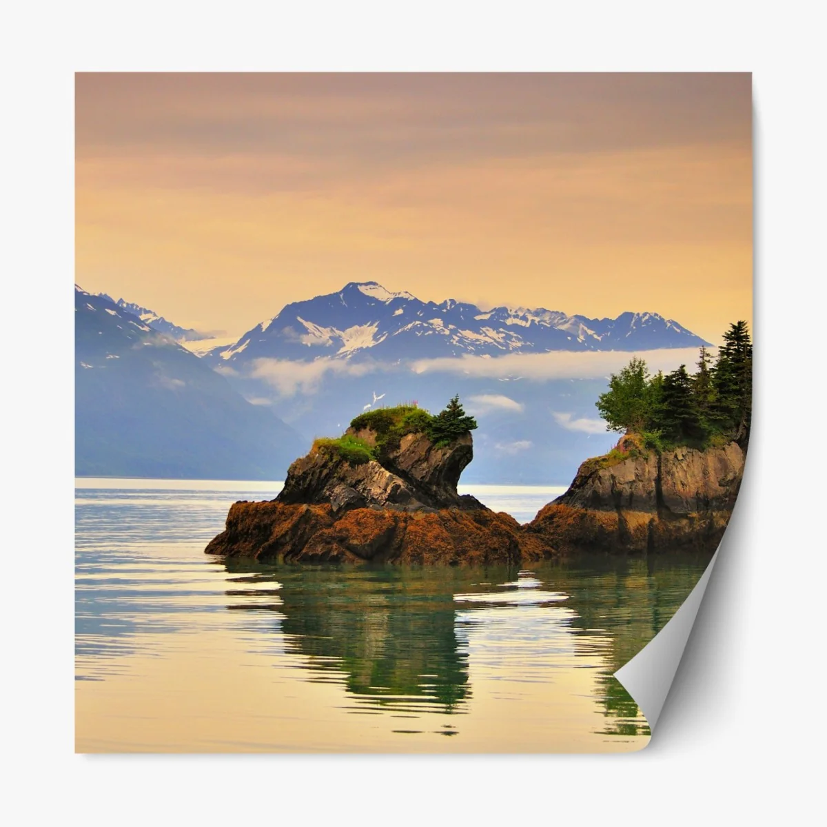 Naklejka repozycjonowalna spokojne odbicia wysp o zachodzie słońca – Wallissimo® Naklejka repozycjonowalna spokojne odbicia wysp o zachodzie słońca – Wallissimo®