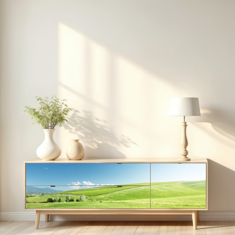 Naklejka repozycjonowalna spokojna zielona łąka – Wallissimo® Naklejka repozycjonowalna spokojna zielona łąka – Wallissimo®