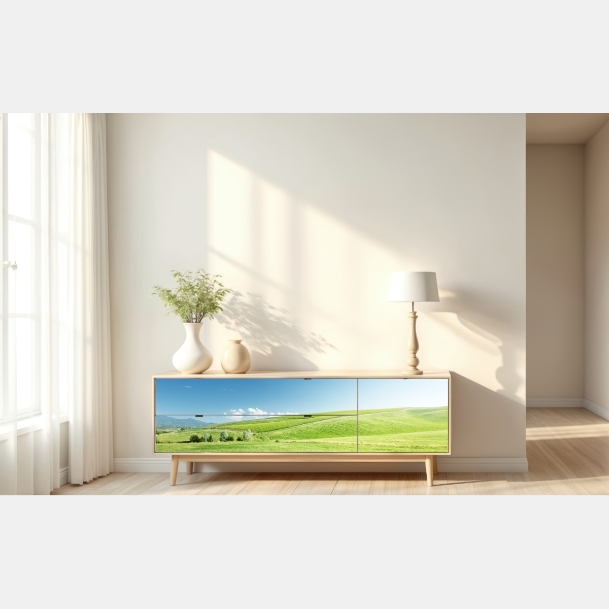 Naklejka repozycjonowalna spokojna zielona łąka – Wallissimo® Naklejka repozycjonowalna spokojna zielona łąka – Wallissimo®