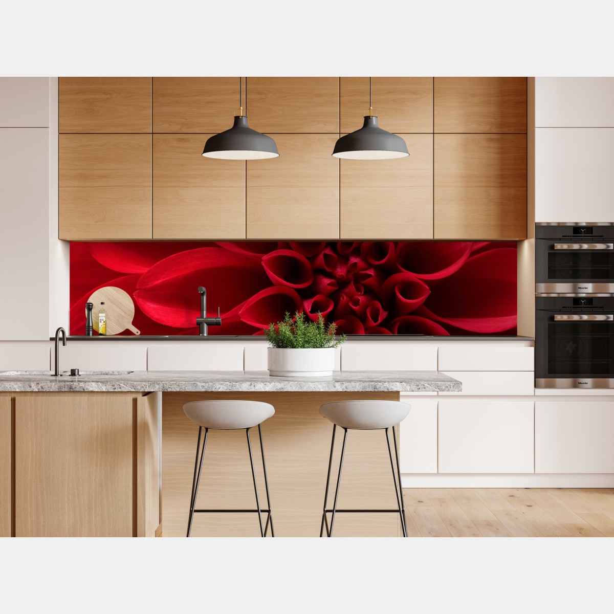 Naklejka repozycjonowalna zbliżenie czerwonej dalii – Wallissimo® Naklejka repozycjonowalna zbliżenie czerwonej dalii – Wallissimo®