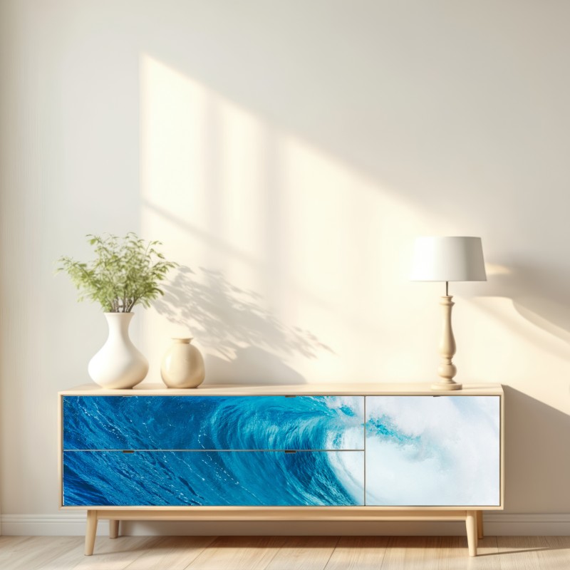 Naklejka repozycjonowalna majestatyczna niebieska fala oceaniczna – Wallissimo® Naklejka repozycjonowalna majestatyczna niebieska fala oceaniczna – Wallissimo®