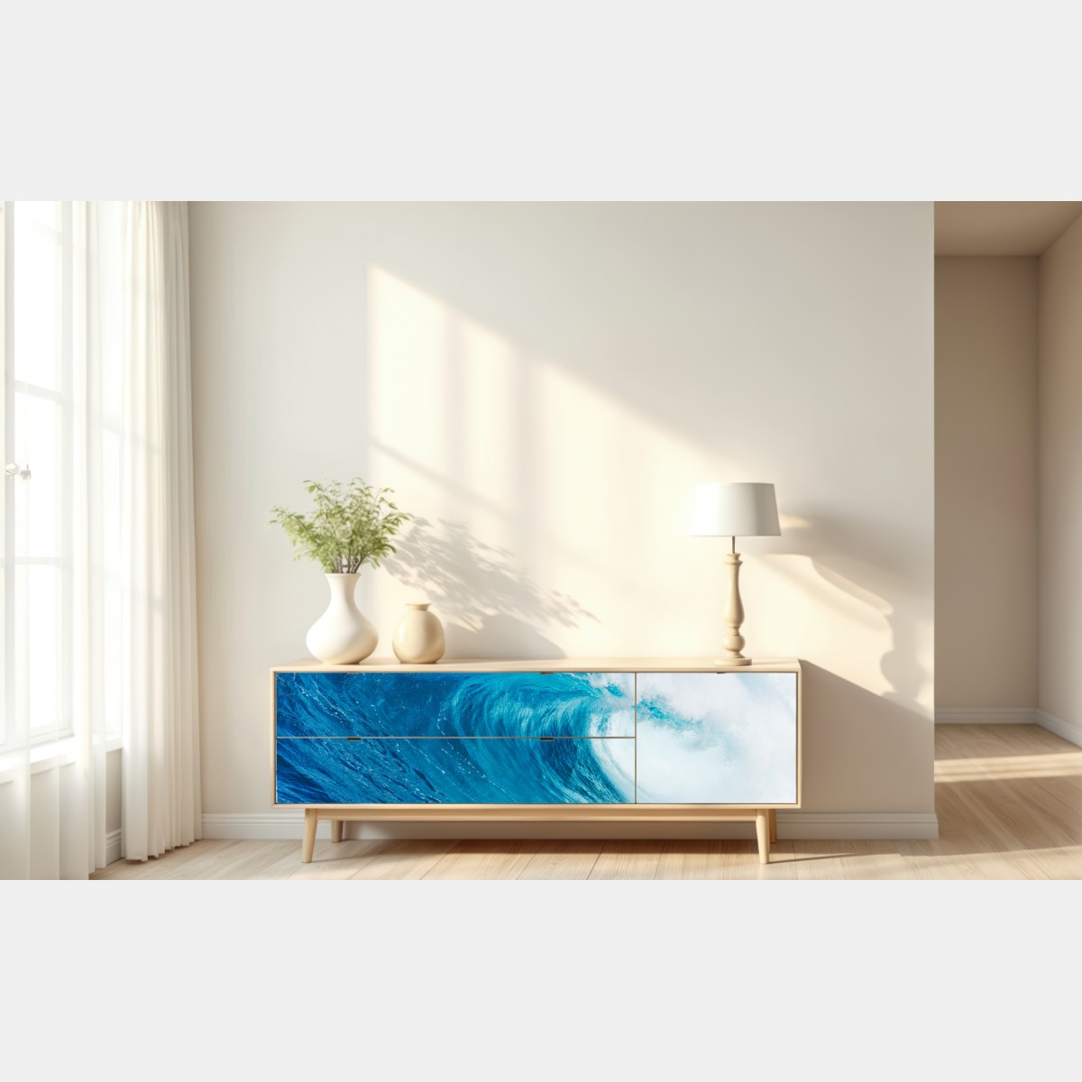 Naklejka repozycjonowalna majestatyczna niebieska fala oceaniczna – Wallissimo® Naklejka repozycjonowalna majestatyczna niebieska fala oceaniczna – Wallissimo®