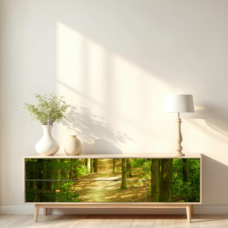 Naklejka repozycjonowalna słoneczna leśna ścieżka – Wallissimo® Naklejka repozycjonowalna słoneczna leśna ścieżka – Wallissimo®