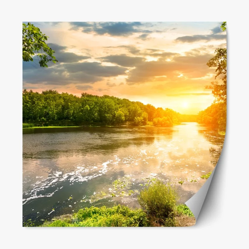 Naklejka repozycjonowalna pastelowy turkusowy wzór kwiatowy na miętowym tle – Wallissimo®