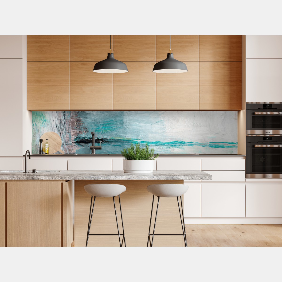 Naklejka repozycjonowalna spokojna turkusowa abstrakcyjna morska panorama – Wallissimo® Naklejka repozycjonowalna spokojna turkusowa abstrakcyjna morska panorama – Wallissimo®