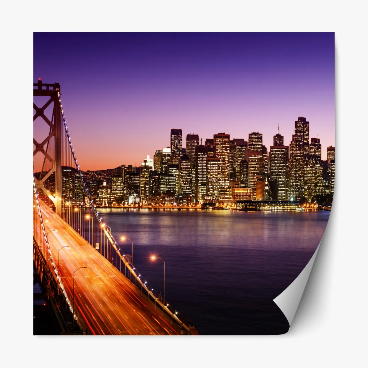 Naklejka repozycjonowalna San Francisco panorama miasta o zachodzie słońca – Wallissimo® Naklejka repozycjonowalna San Francisco panorama miasta o zachodzie słońca – Wallissimo®