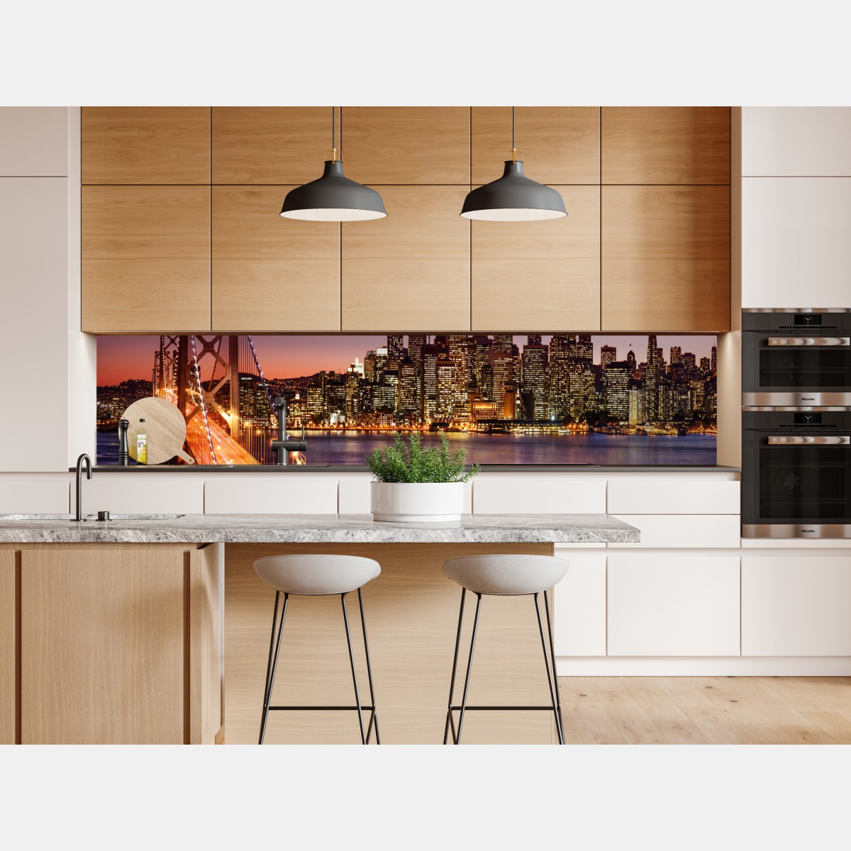 Naklejka repozycjonowalna San Francisco panorama miasta o zachodzie słońca – Wallissimo® Naklejka repozycjonowalna San Francisco panorama miasta o zachodzie słońca – Wallissimo®