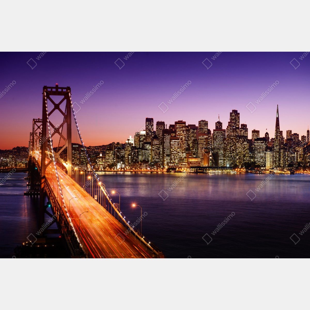 Naklejka repozycjonowalna San Francisco panorama miasta o zachodzie słońca – Wallissimo® Naklejka repozycjonowalna San Francisco panorama miasta o zachodzie słońca – Wallissimo®