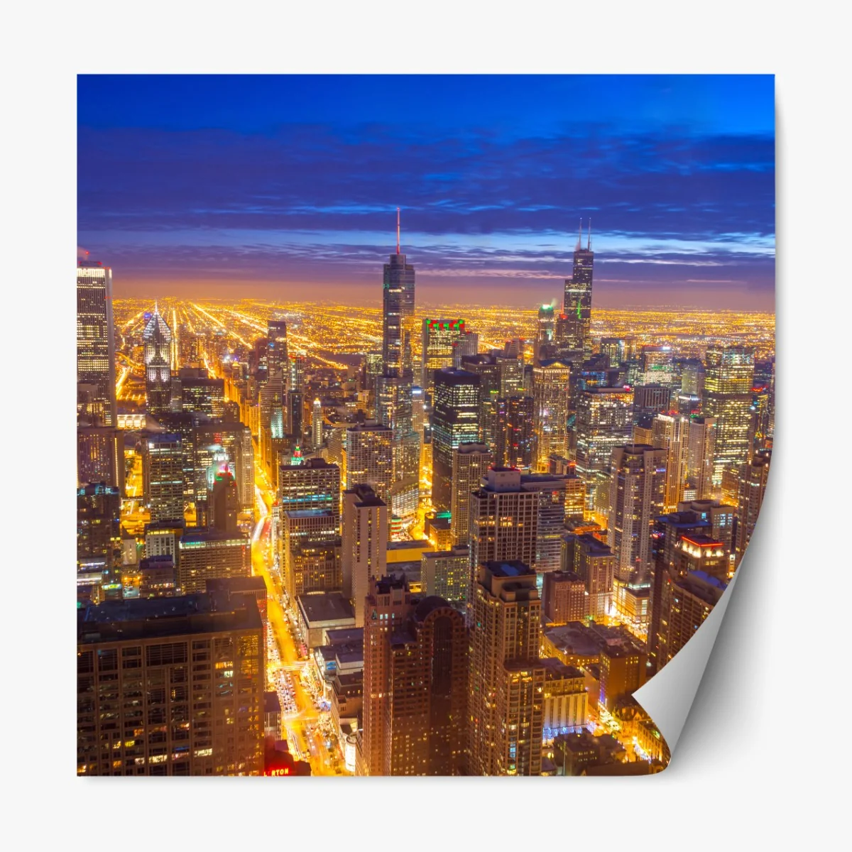 Naklejka repozycjonowalna Chicago nocna panorama miasta – Wallissimo® Naklejka repozycjonowalna Chicago nocna panorama miasta – Wallissimo®