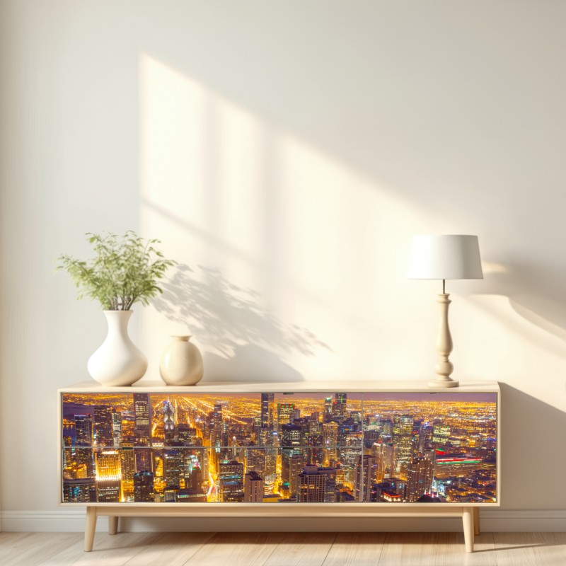 Naklejka repozycjonowalna Chicago nocna panorama miasta – Wallissimo® Naklejka repozycjonowalna Chicago nocna panorama miasta – Wallissimo®